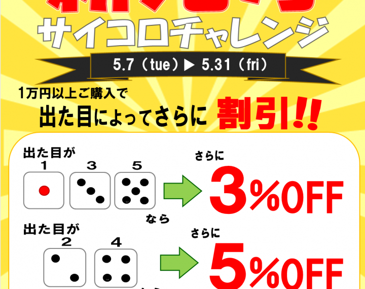 「ウオッチタウン新松戸店限定」GO！GO！新元号！サイコロチャレンジ！