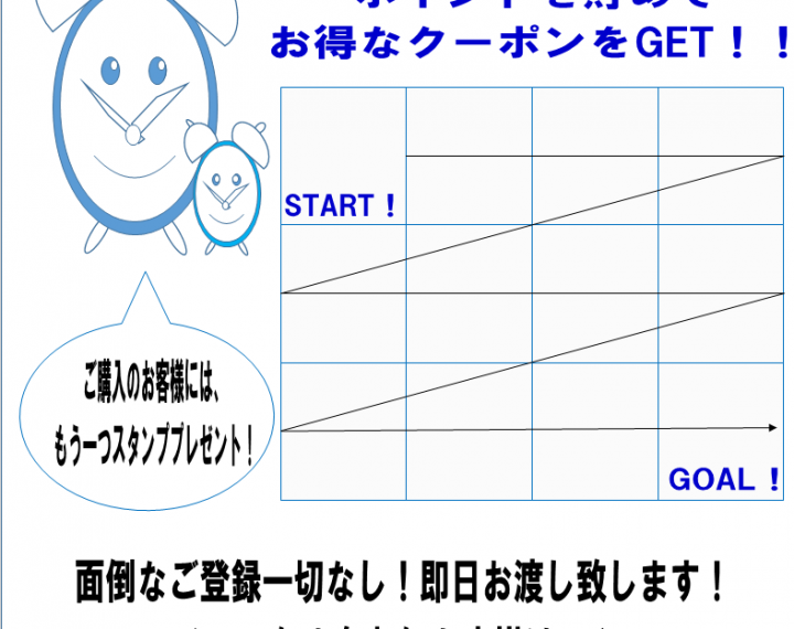 【ウオッチタウン新松戸店限定】スタンプラリー始めました！来店ポイントを貯めてお得なクーポンをGET！