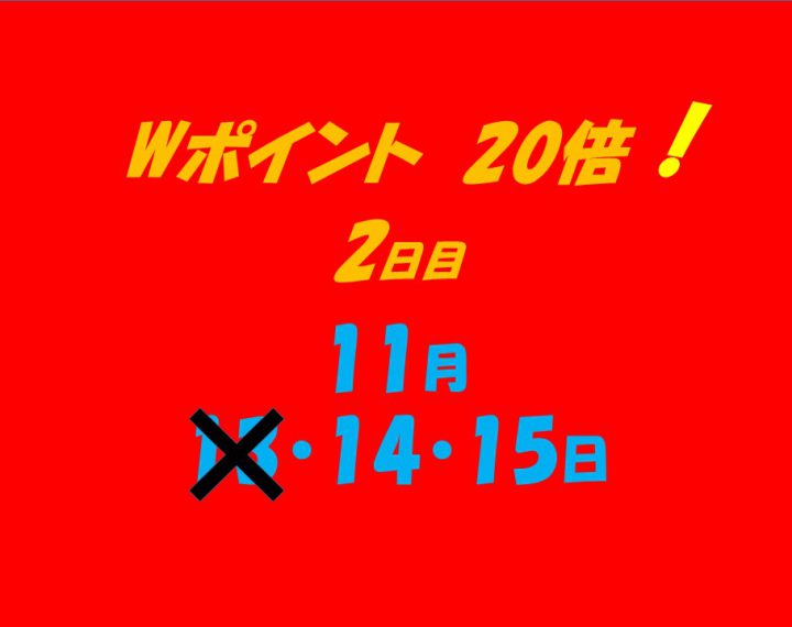Wポイント20倍キャンペーン　2日目！