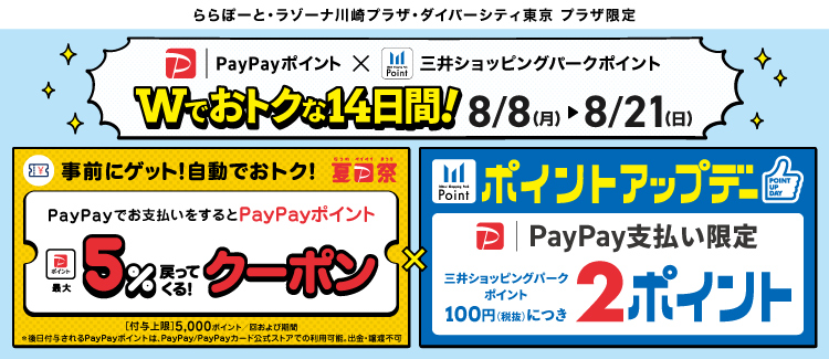 【ららぽーと愛知東郷】PayPayのお支払いでWでおトクな14日間！