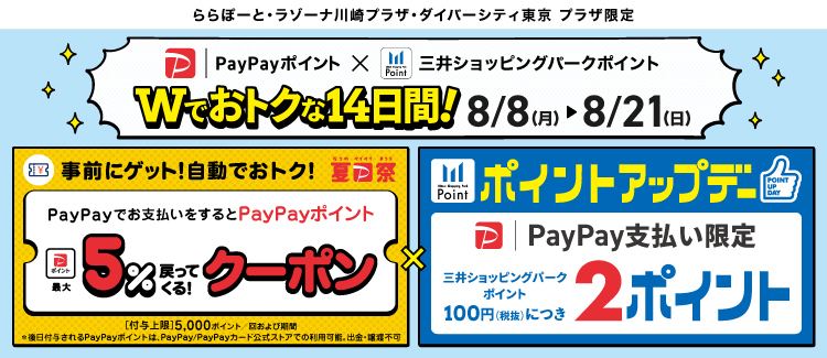 【予告】PayPayのお支払いでWでおトクな14日間！ | ららぽーと新三郷