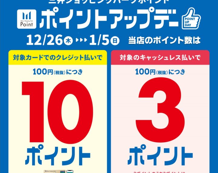 《12.26‐1.5》三井ショッピングパークカード《セゾン》ポイントアップデー