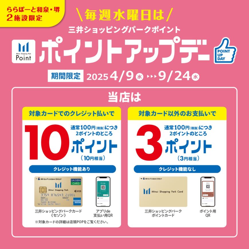 9月24日(水)までの毎週水曜日　三井ポイントアップキャンペーン開催！