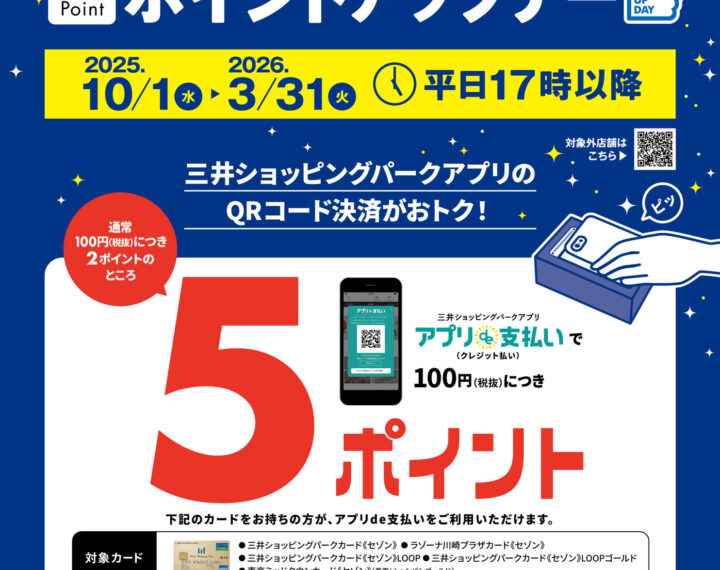 ららテラス川口限定！平日17時以降ポイントアップデー開催中！